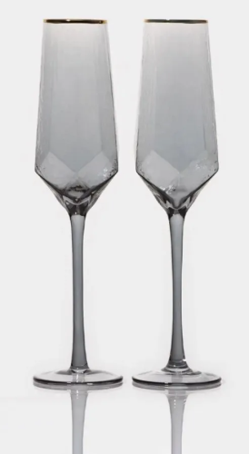 MAGISTRO набор бокалов д/шампанского Дарио графит 180мл 2шт  6784476